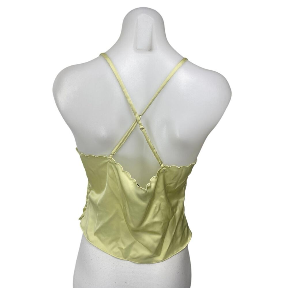 Princess Polly Yellow Silk Satin Sleeveless Scalloped Bow Cami Crop Top Size 8